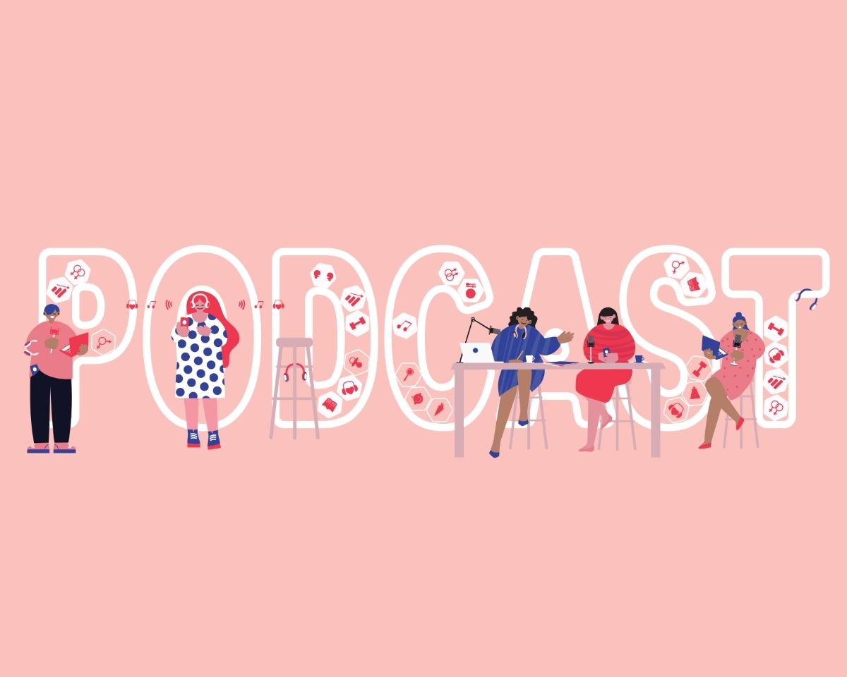 Illustration of the word podcast