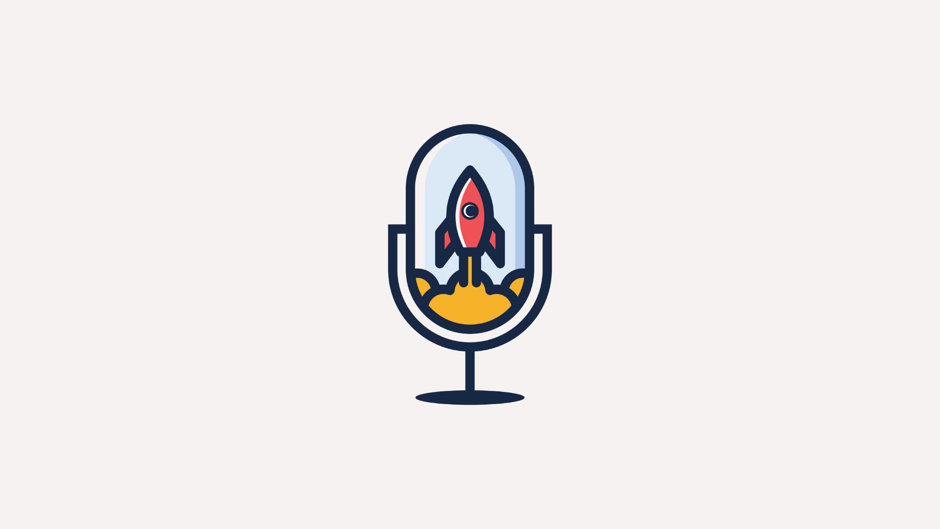 Illustration of a rocket inside a podcast microphone to represent launching a podcast